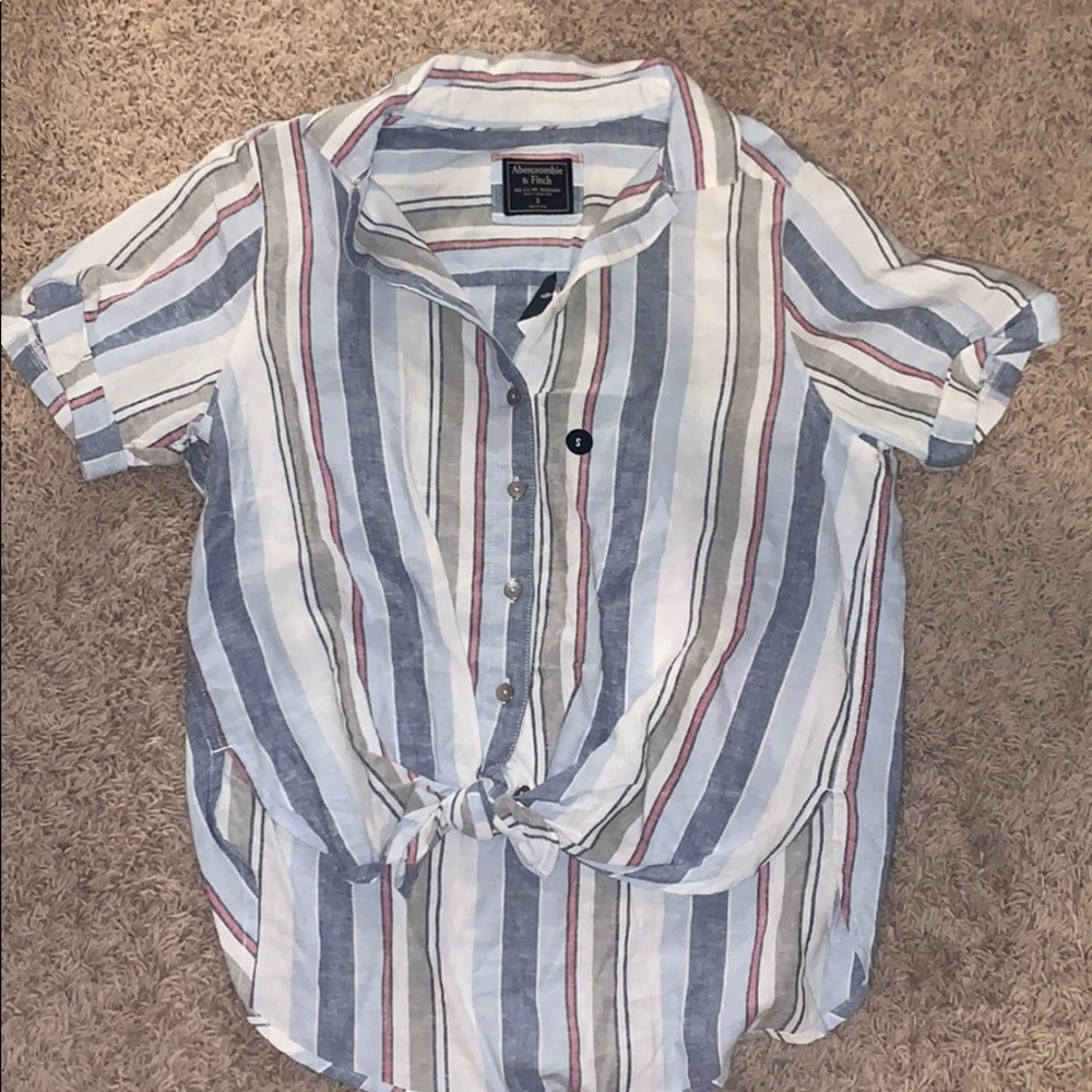 striped button up blouse